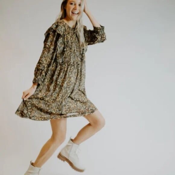 BA&SH Sandra Gathered Babydoll Dress, Size XS - Picture 2 of 4